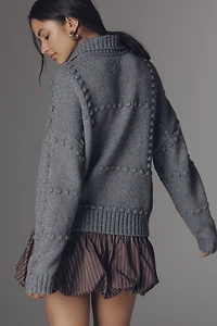 Maeve Bubble Polo Long-Sleeve Sweater