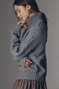 Maeve Bubble Polo Long-Sleeve Sweater