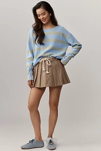 Maeve Boat-Neck Lace-Up-Sleeve Sweater