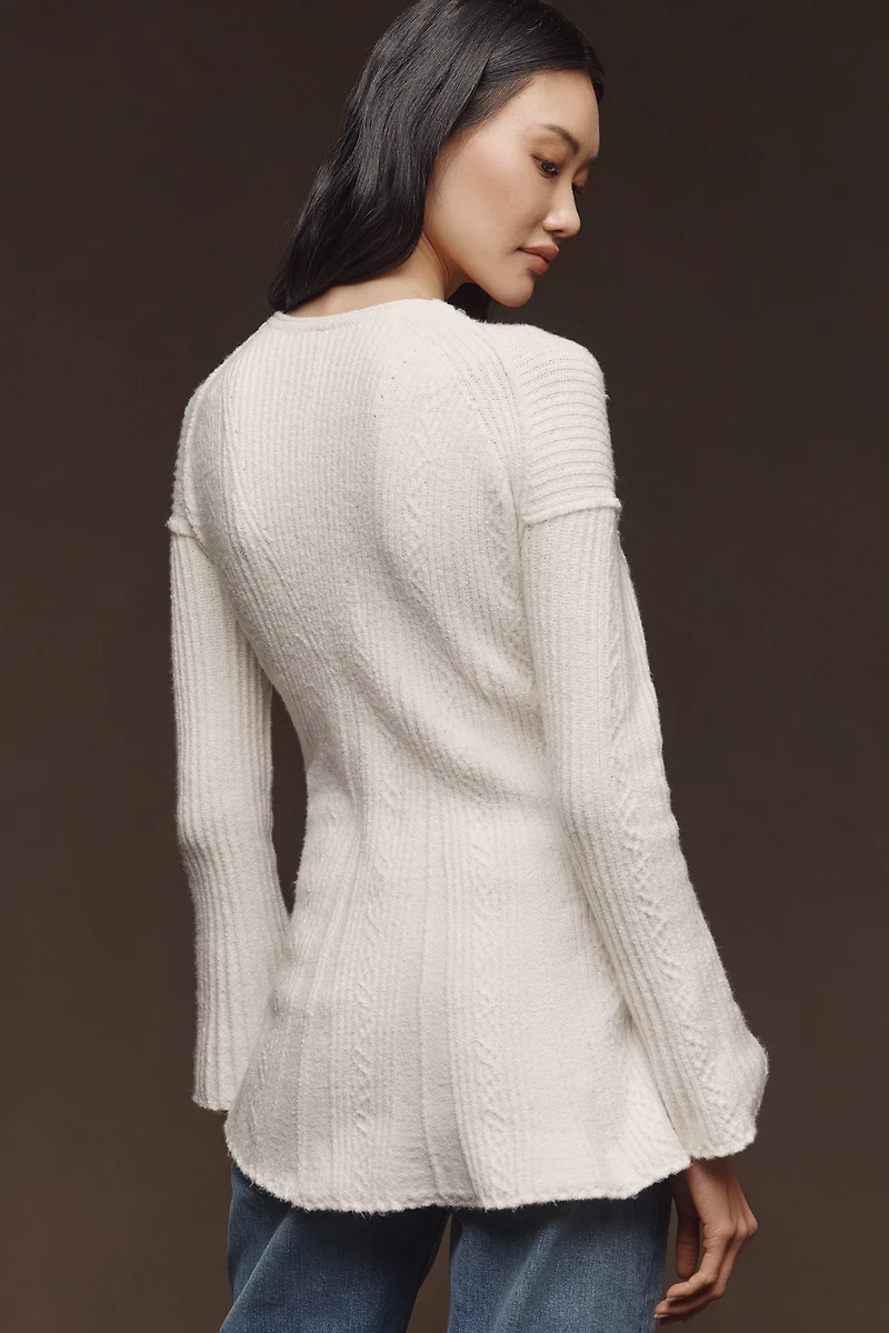 By Anthropologie V-Neck Flouncy Buttondown Sweater