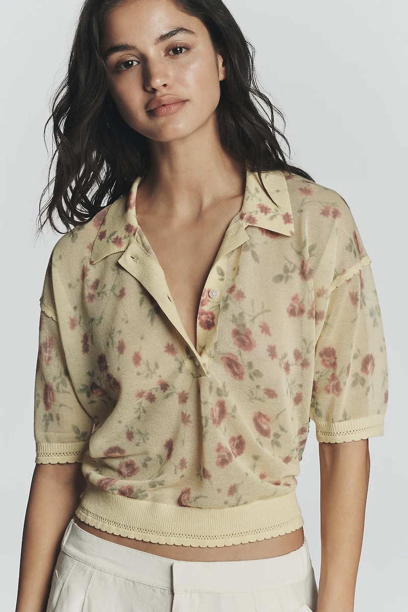 Maeve Short Sleeve Sheer Pullover