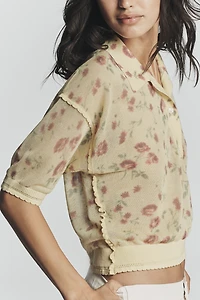 Maeve Short Sleeve Sheer Pullover