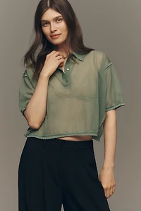 Maeve Short Sleeve Sheer Pullover