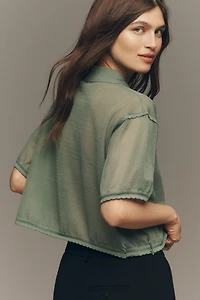 Maeve Short Sleeve Sheer Pullover