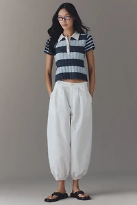 Pilcro Cotton Wool Blend Cable-Knit Polo Sweater