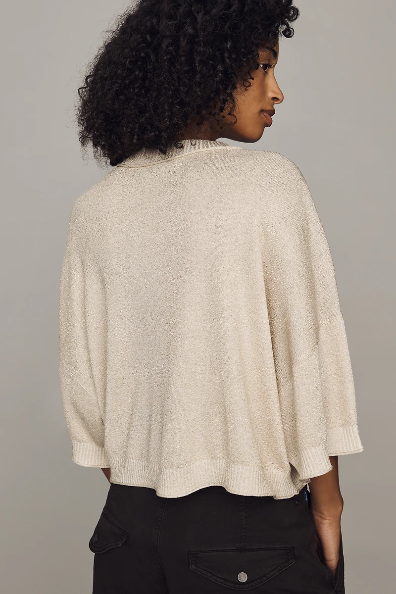 By Anthropologie Lurex Short-Sleeve Sweater