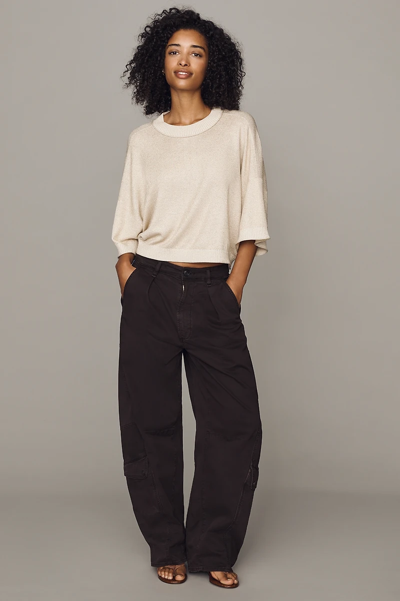 By Anthropologie Lurex Short-Sleeve Sweater