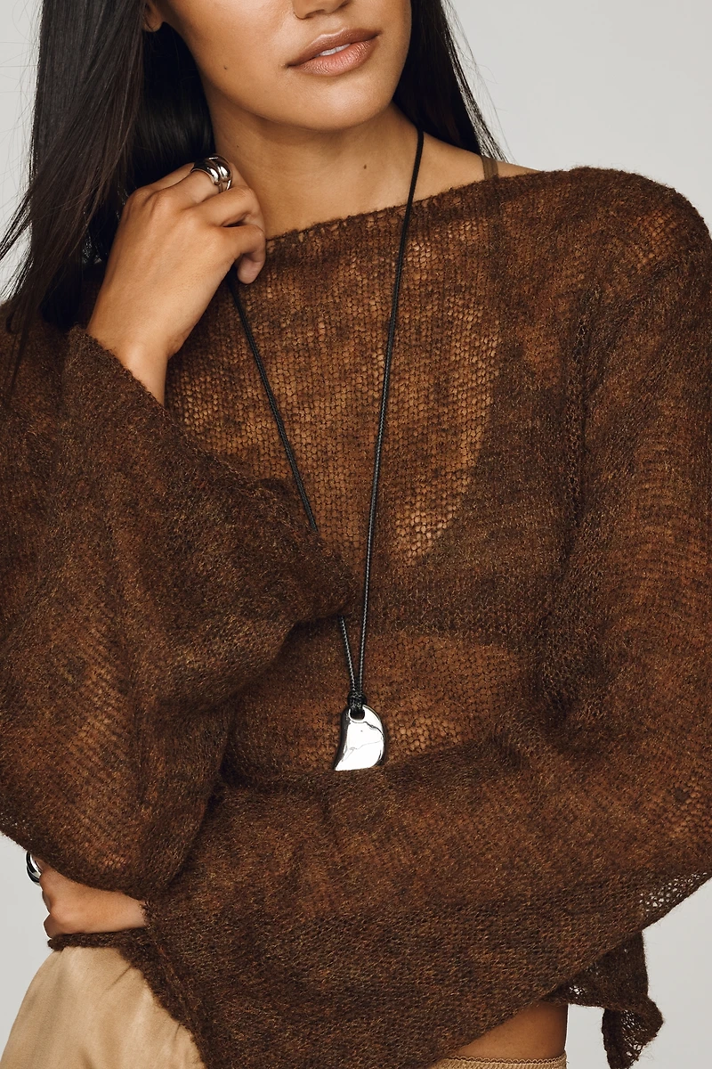 By Anthropologie Sheer Boat-Neck Sweater