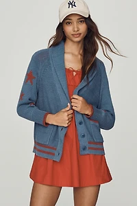 Maeve Shawl Collar American Flag Cardigan Sweater