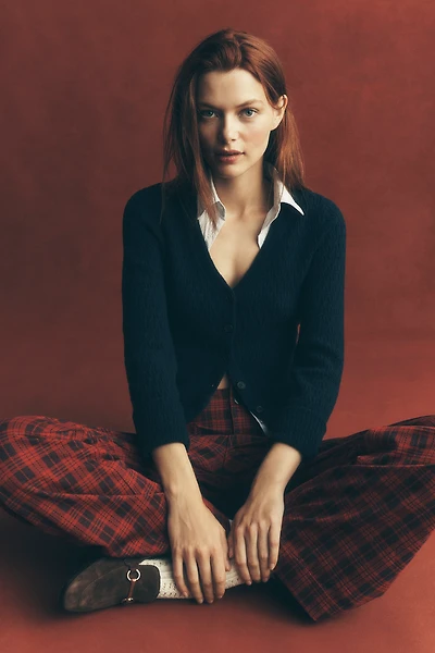Maeve Twofer Cable-Knit Cardigan Sweater