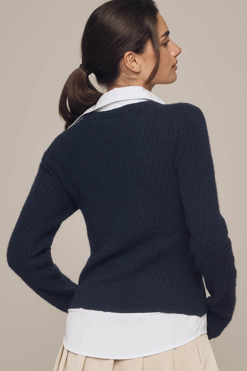 Maeve Twofer Cable-Knit Cardigan Sweater