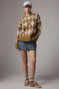 Maeve 3D Bow Argyle Crew-Neck Sweater