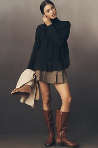 By Anthropologie Mock-Neck Sheer Mixed Media Sweater