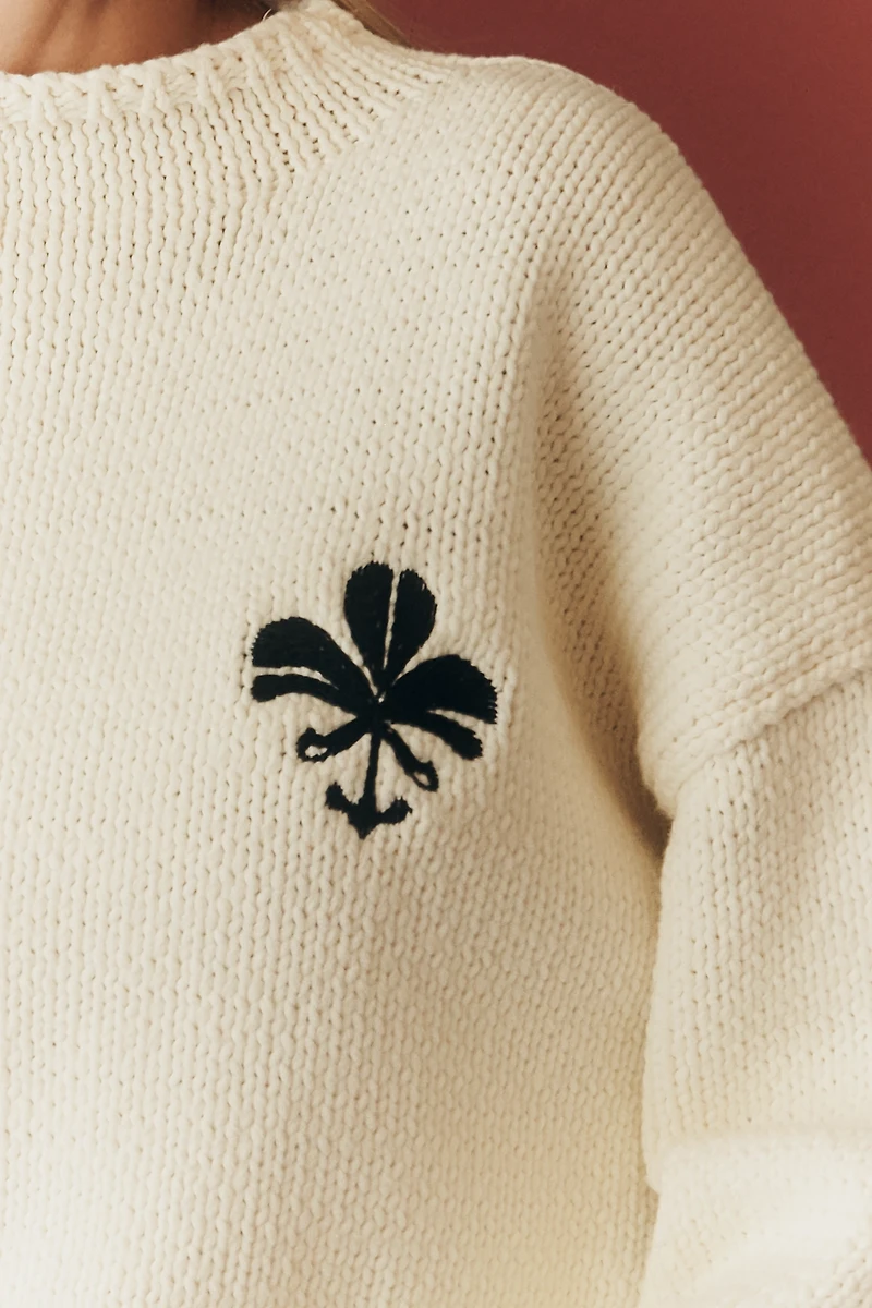 Embroidered Turtleneck Sweater