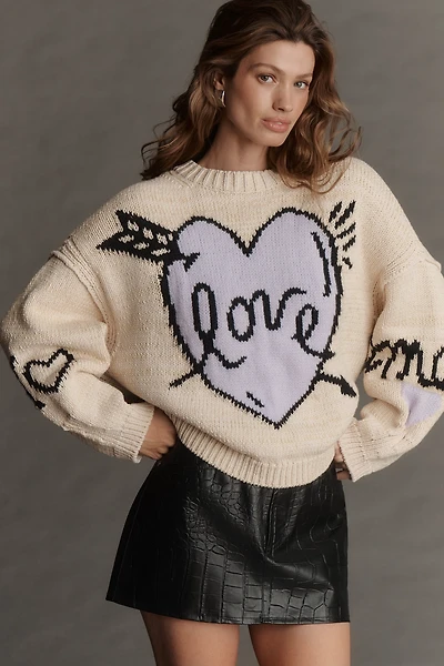 Maeve Lovestruck Long-Sleeve Crew-Neck Sweater