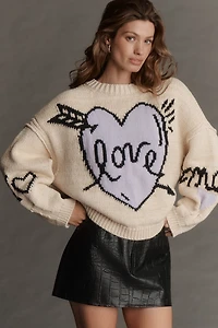 Maeve Lovestruck Long-Sleeve Crew-Neck Sweater