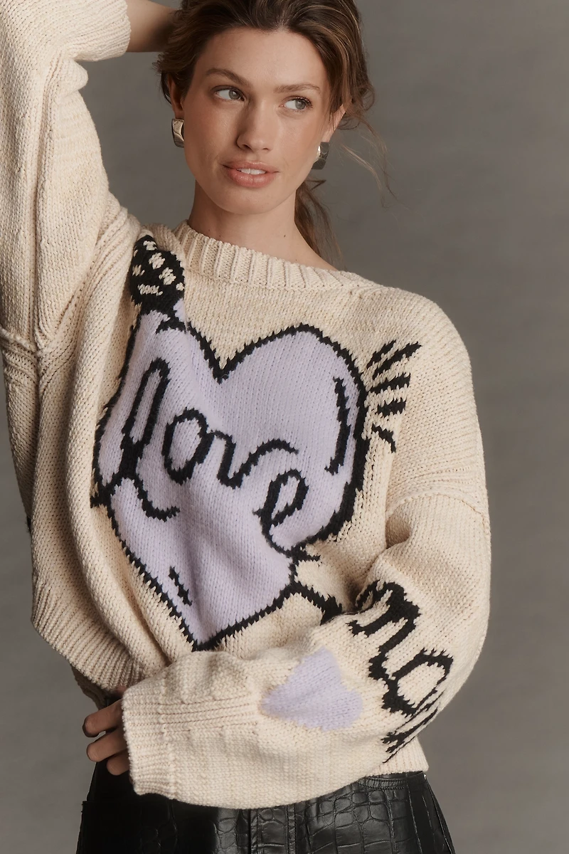 Maeve Lovestruck Long-Sleeve Crew-Neck Sweater