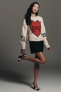 Maeve Lovestruck Long-Sleeve Crew-Neck Sweater