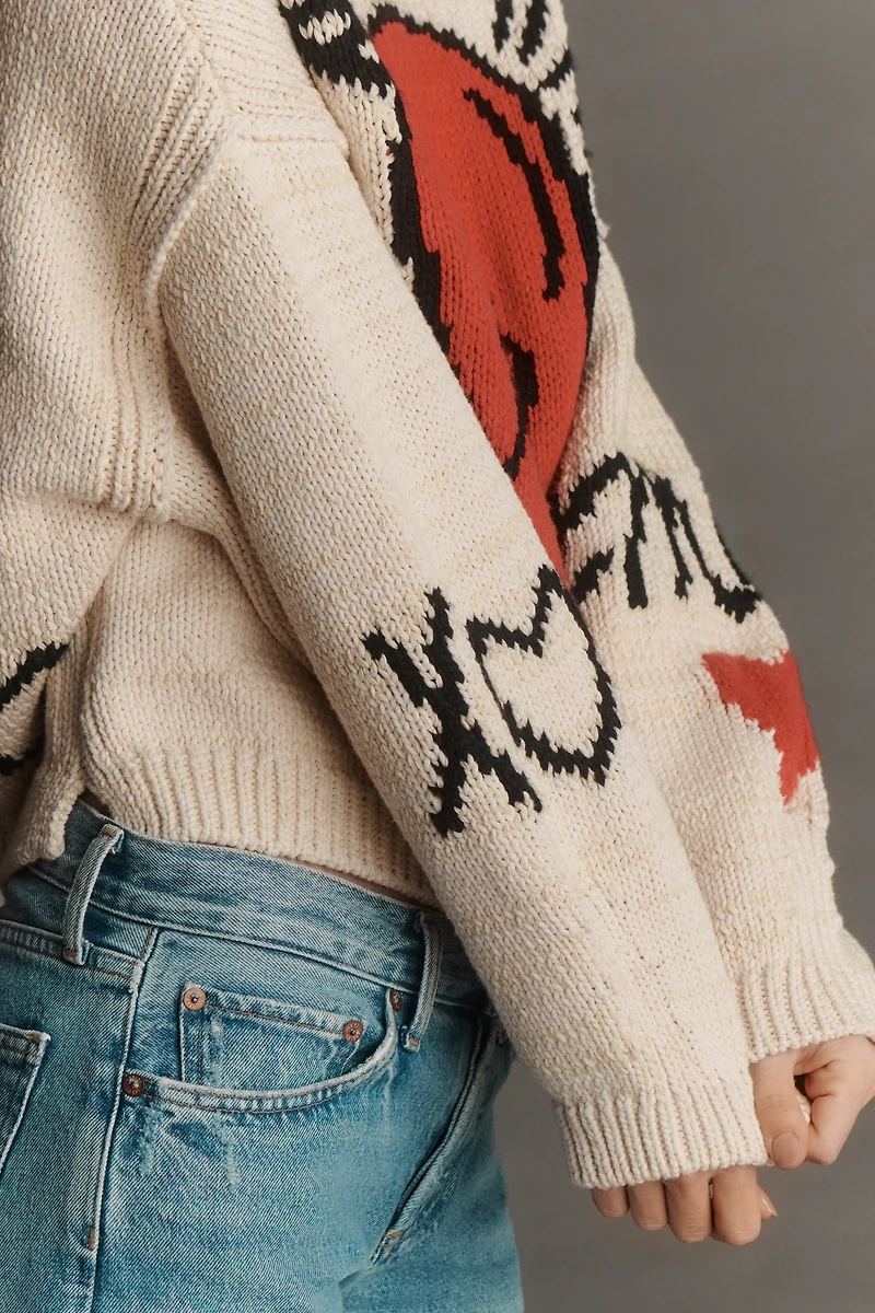 Maeve Lovestruck Long-Sleeve Crew-Neck Sweater