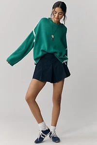 Maeve Long-Sleeve Crew-Neck Whipstitch Sweater