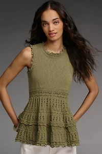By Anthropologie Sleeveless Pointelle Sweater