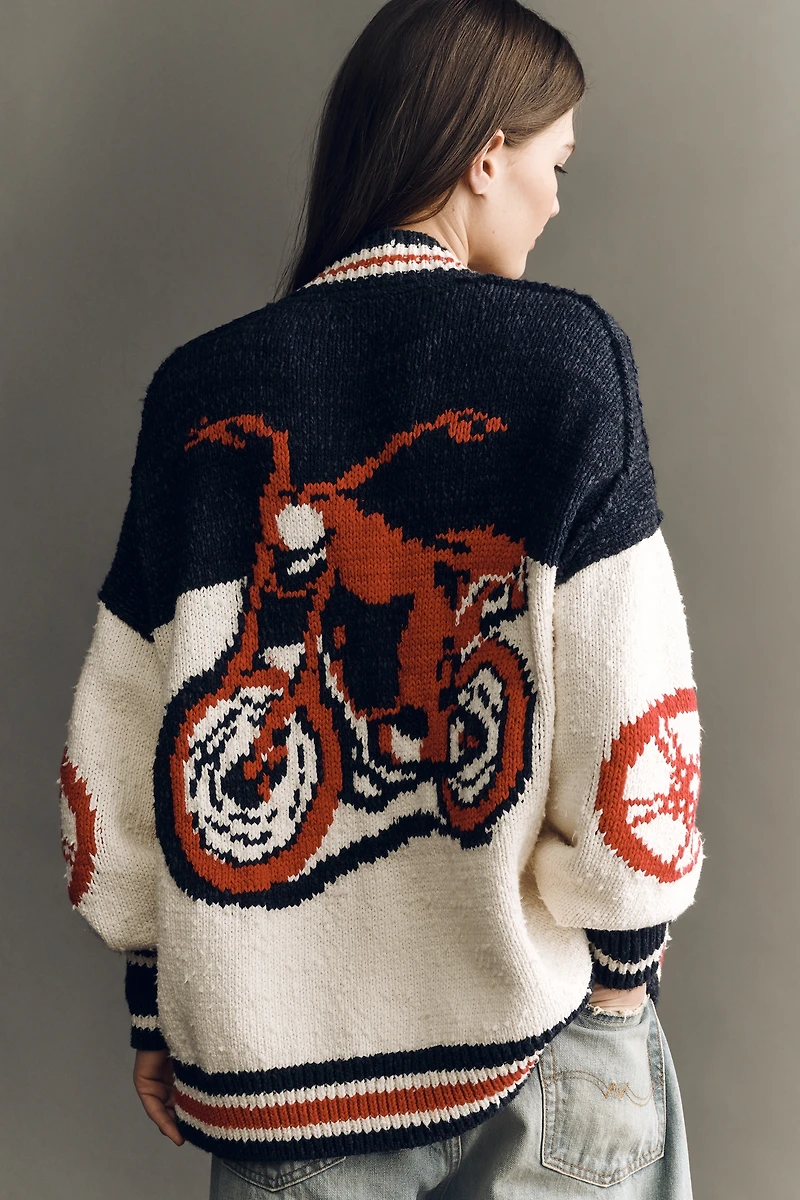 Pilcro Cotton Blend Motorcycle Cardigan Sweater