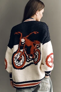 Pilcro Cotton Blend Motorcycle Cardigan Sweater