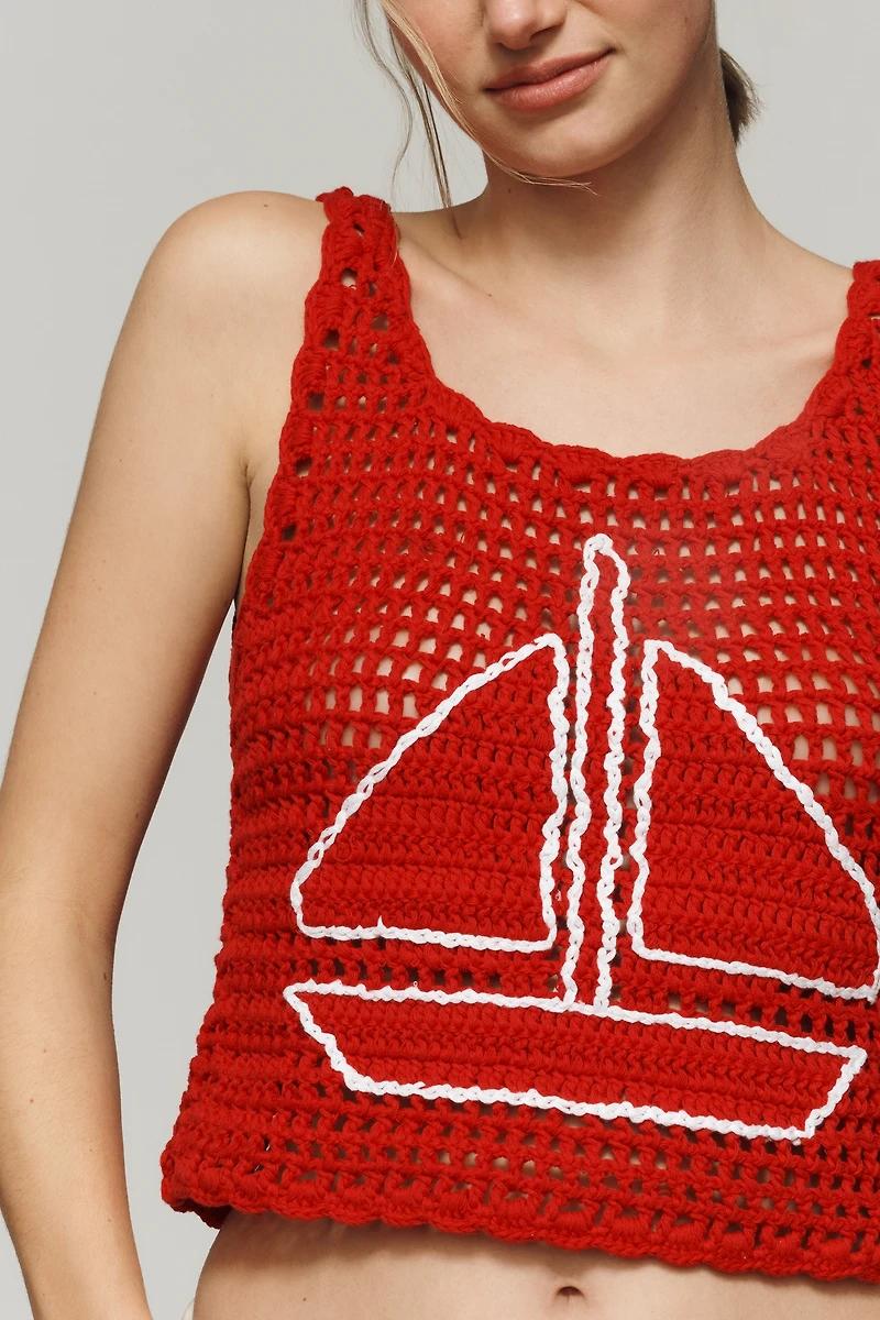 Tach Clothing Crochet Cotton Sweater Tank