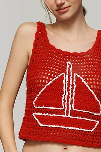 Tach Clothing Crochet Cotton Sweater Tank