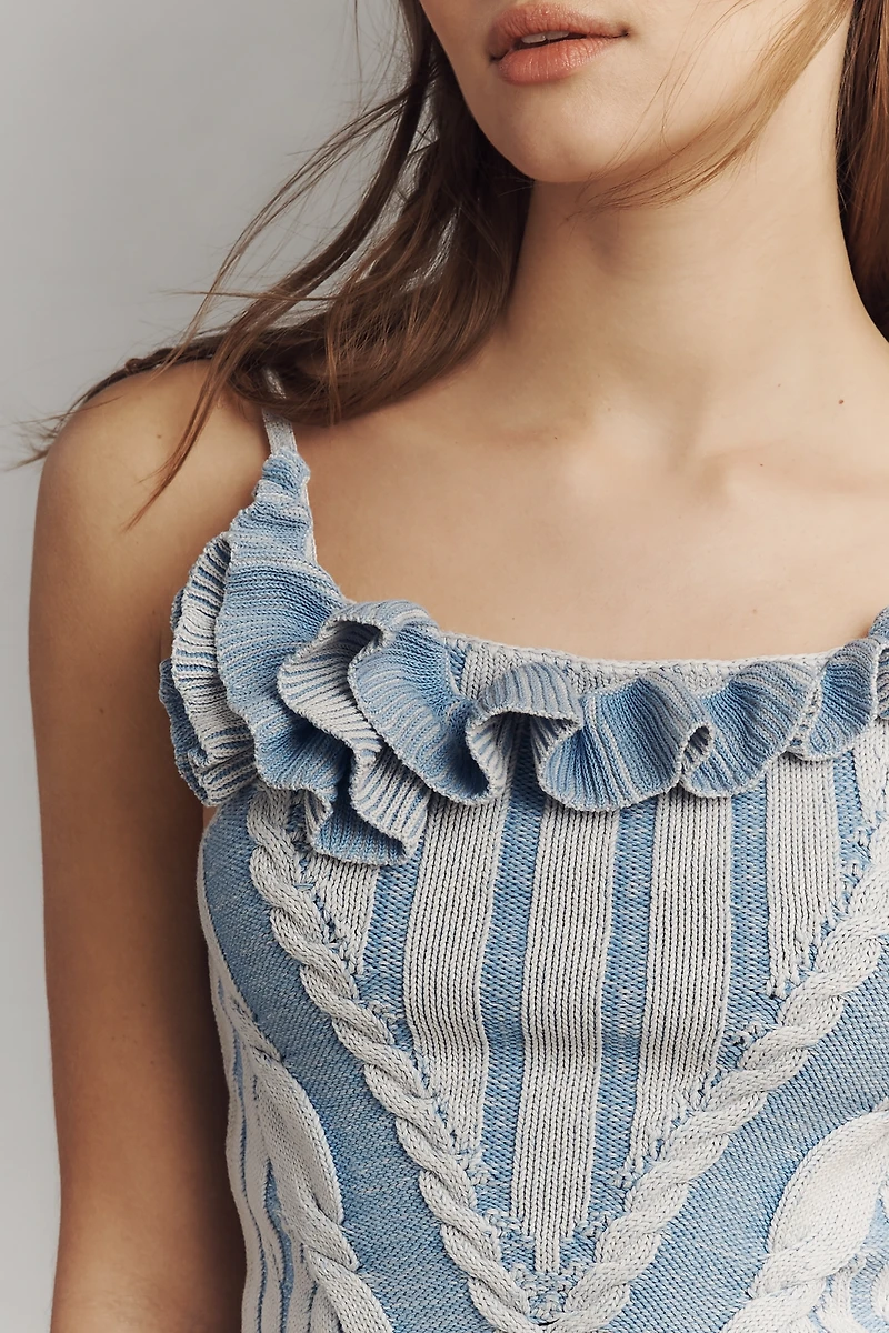 Pilcro Cotton Knit Ruffled Tank Top