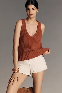 Pilcro V-Neck Ribbed Sweater Tank Top