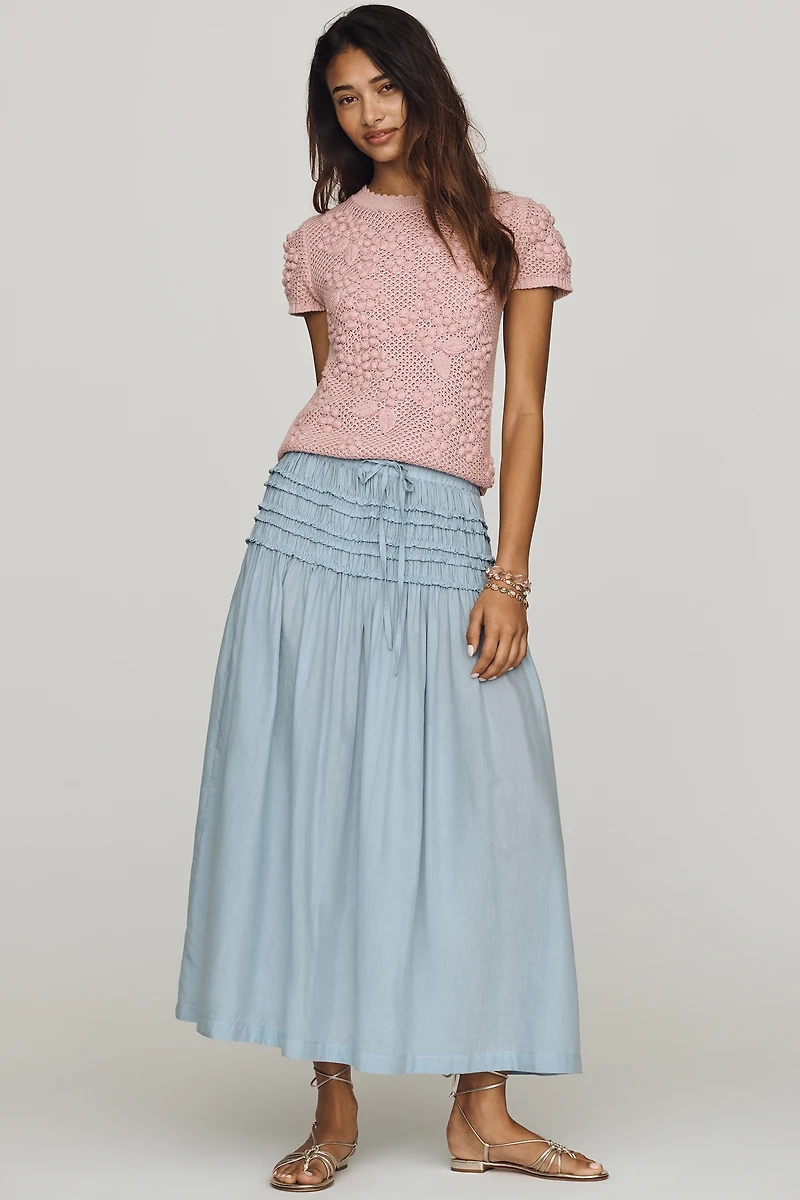 By Anthropologie 3D Floral Short-Sleeve Crew-Neck Sweater