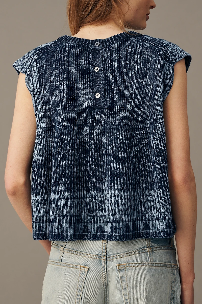 Pilcro Cotton Cap-Sleeve Swing Sweater Top