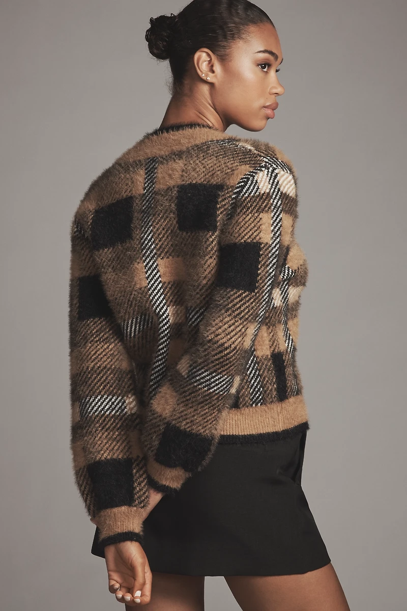 English Factory Checked Cardigan Sweater