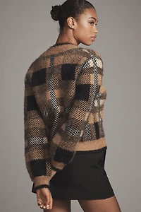 English Factory Checked Cardigan Sweater