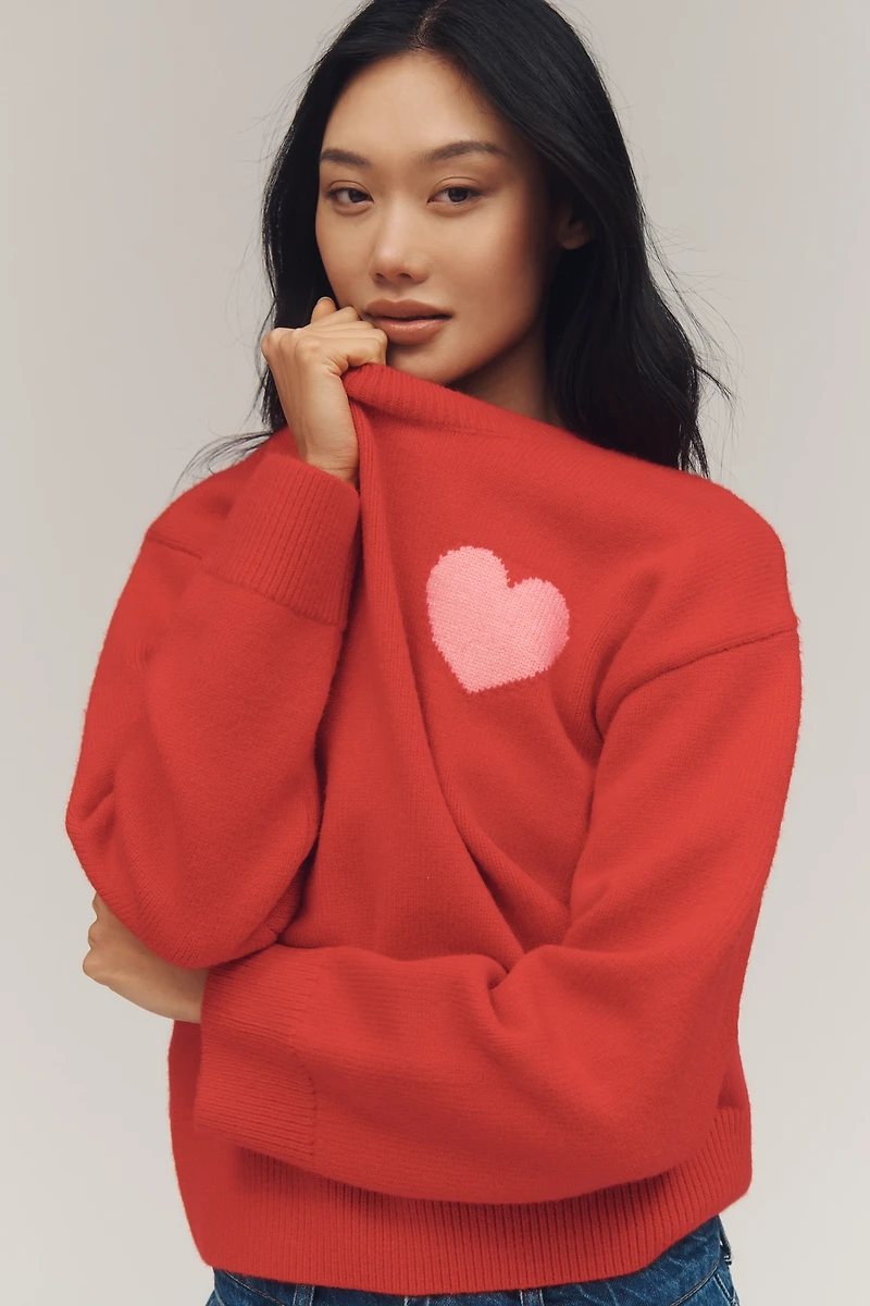 English Factory Heart Icon Long-Sleeve Crew-Neck Sweater