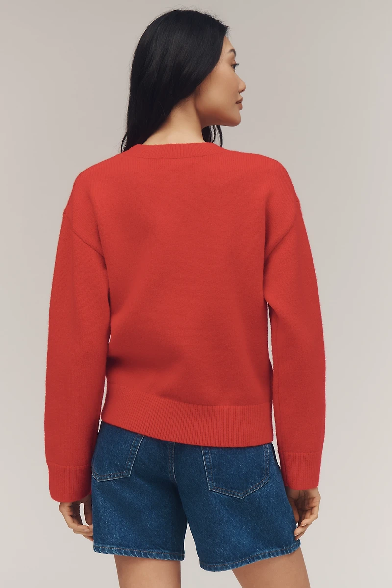 English Factory Heart Icon Long-Sleeve Crew-Neck Sweater