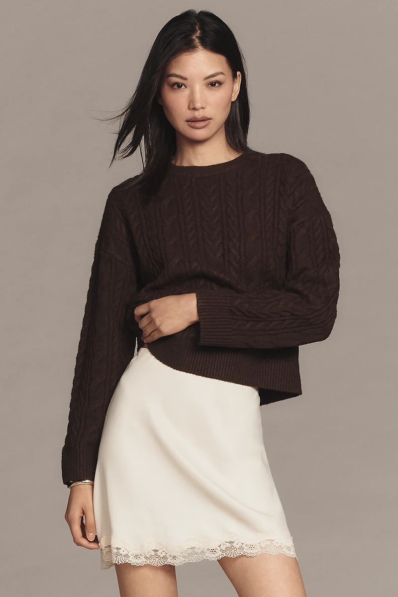 English Factory Crew-Neck Cable-Knit Sweater