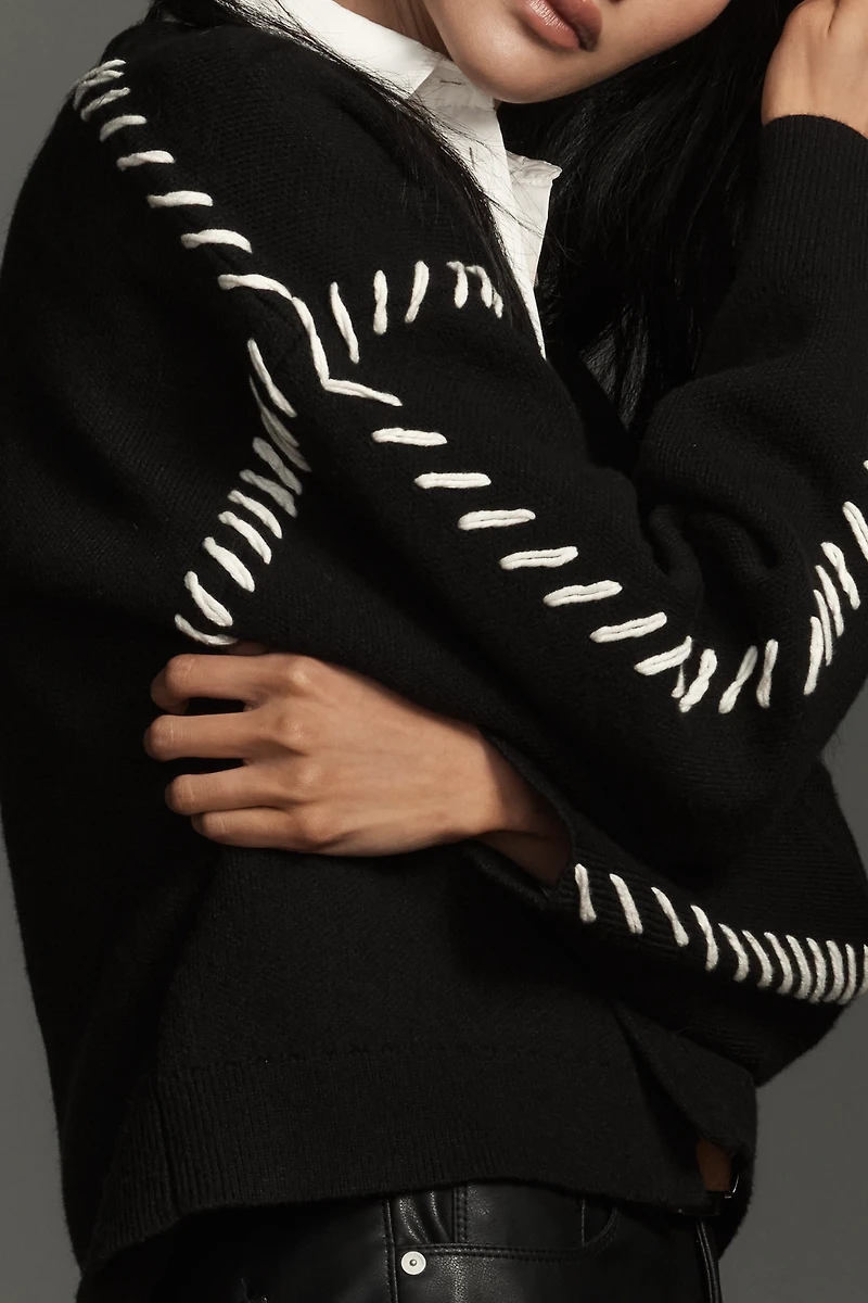 English Factory Whipstitch Cardigan Sweater