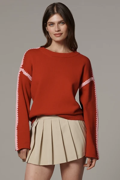 English Factory Crew-Neck Whipstitch Sweater