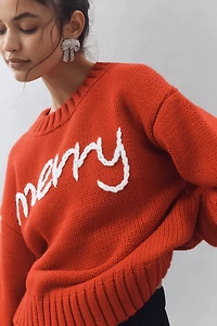 English Factory Crew-Neck Graphic Text Sweater