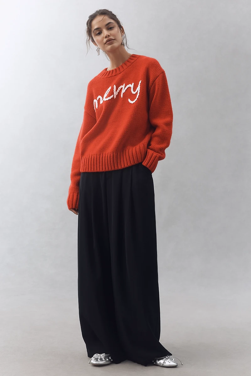 English Factory Crew-Neck Graphic Text Sweater