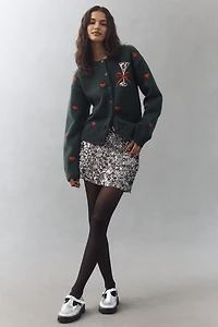 English Factory Martini Embroidered Cardigan Sweater