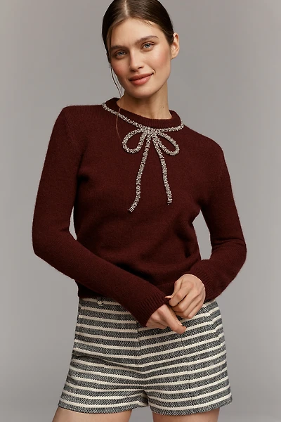 English Factory Rhinestone Bow Plus Sweater