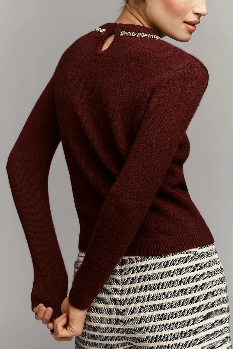 English Factory Rhinestone Bow Plus Sweater