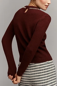 English Factory Rhinestone Bow Plus Sweater