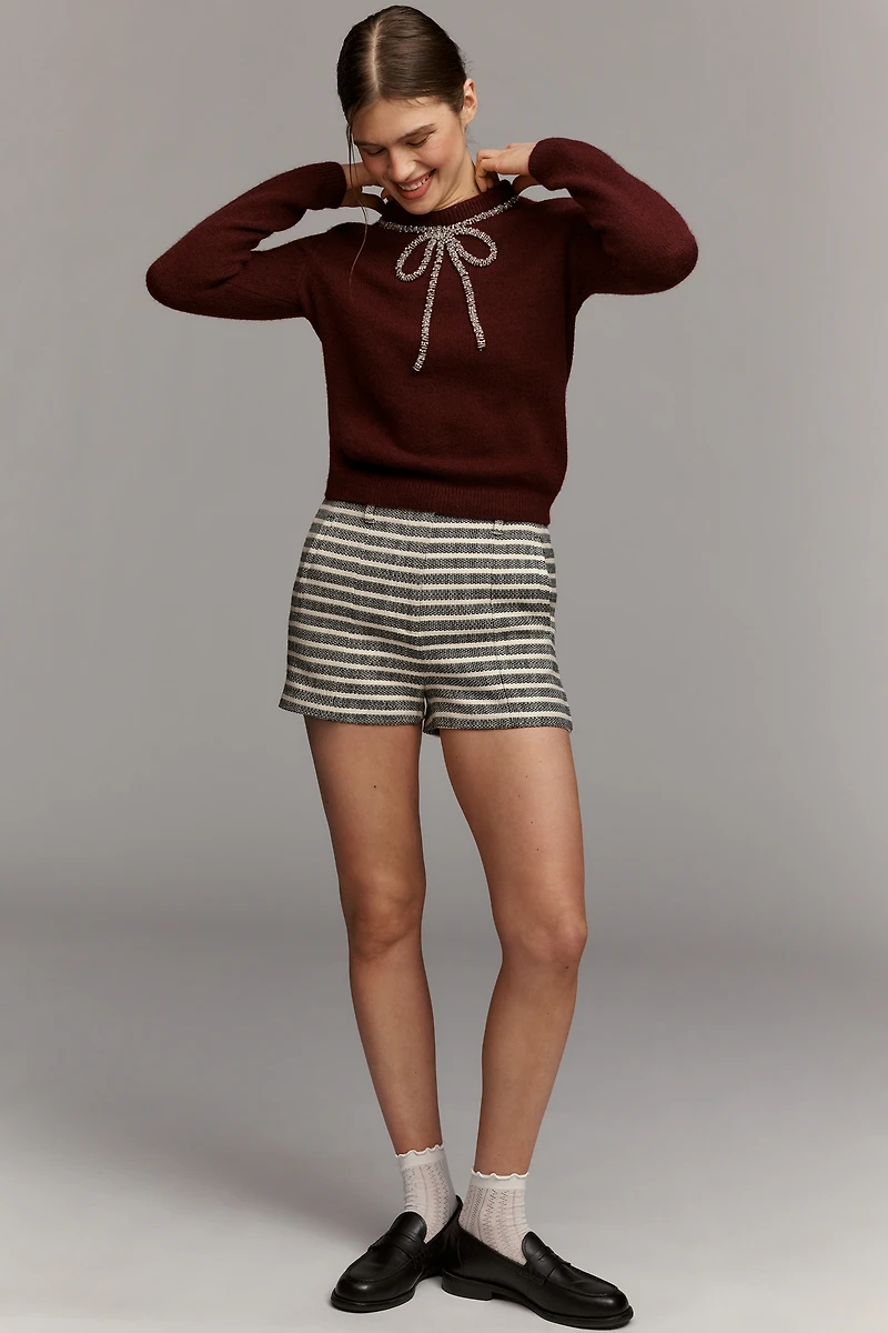 English Factory Rhinestone Bow Plus Sweater