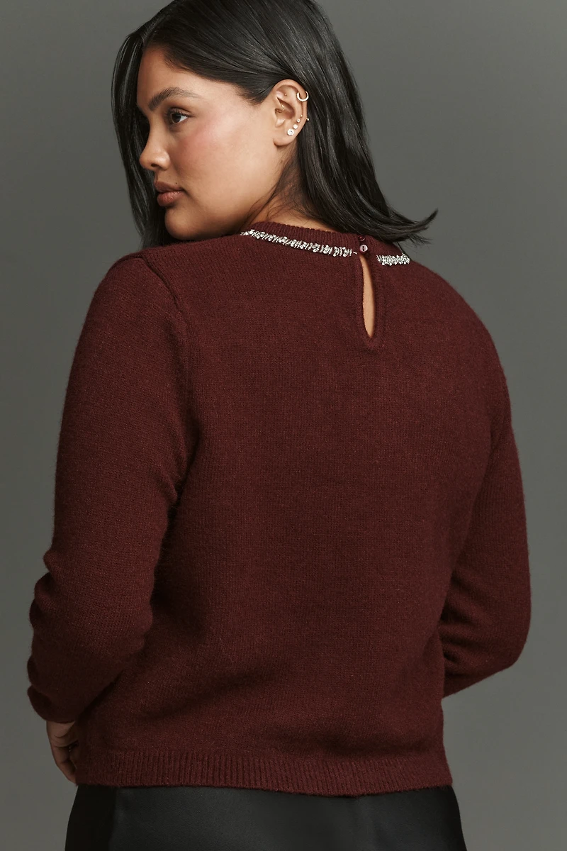 English Factory Rhinestone Bow Plus Sweater