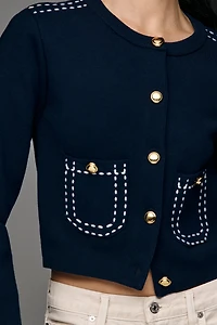 English Factory Stitched Cardigan Sweater