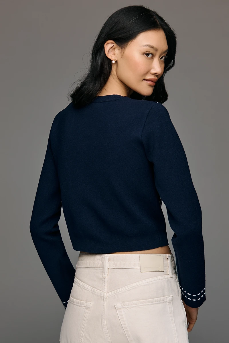 English Factory Stitched Cardigan Sweater